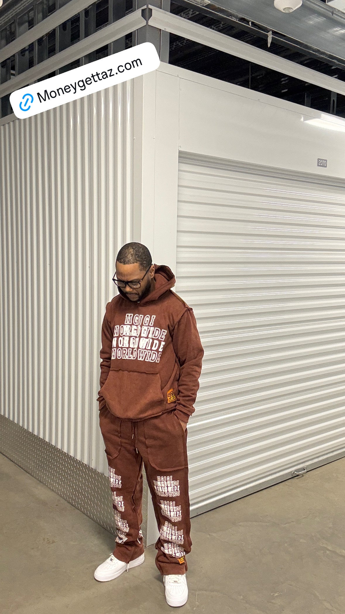 Brown MGJGI Worldwide Pull Over Hoodie