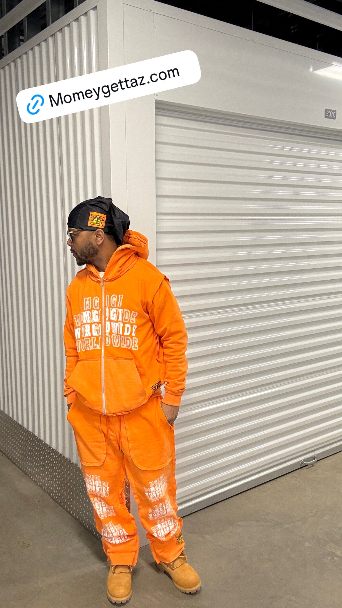 Orange MGJGI Worldwide Zip Up Hoodie